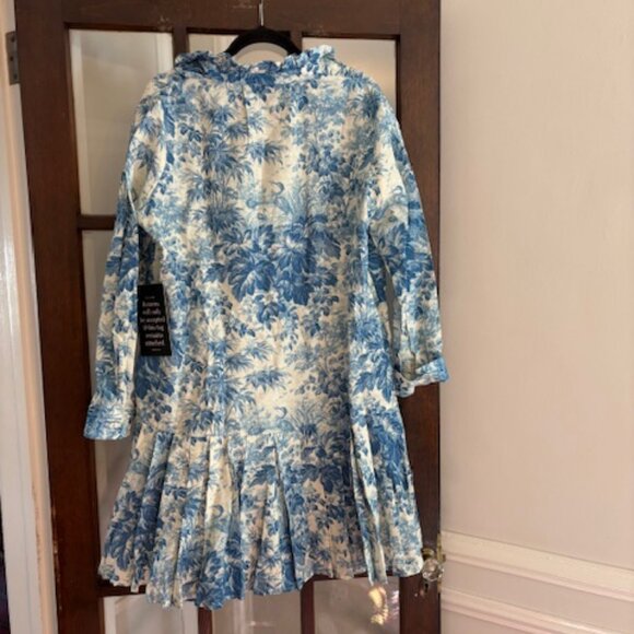 Tuckernuck Linen-Blend Blue Toile Tate Dress, Size XL - Picture 5 of 6